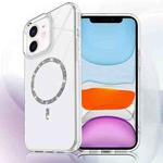 For iPhone 11 Transparent MagSafe Glitter Powder Acrylic Phone Case(White)