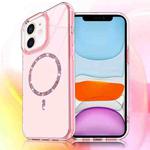 For iPhone 11 Transparent MagSafe Glitter Powder Acrylic Phone Case(Pink)