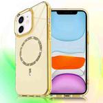 For iPhone 11 Transparent MagSafe Glitter Powder Acrylic Phone Case(Yellow)