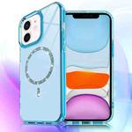 For iPhone 11 Transparent MagSafe Glitter Powder Acrylic Phone Case(Blue)