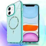 For iPhone 11 Transparent MagSafe Glitter Powder Acrylic Phone Case(Green)