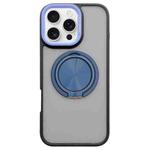 For iPhone 16 Pro Max Skin-feel Two-color Edge Strips 360 MagSafe Holder Phone Case(Dark Blue)