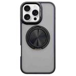 For iPhone 16 Pro Skin-feel Two-color Edge Strips 360 MagSafe Holder Phone Case(Black)