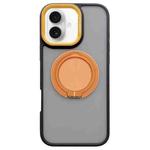 For iPhone 16 Plus Skin-feel Two-color Edge Strips 360 MagSafe Holder Phone Case(Orange)