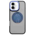 For iPhone 16 Plus Skin-feel Two-color Edge Strips 360 MagSafe Holder Phone Case(Dark Blue)