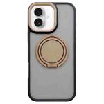 For iPhone 16 Skin-feel Two-color Edge Strips 360 MagSafe Holder Phone Case(Desert Gold)