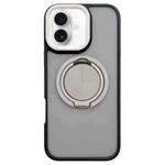 For iPhone 16 Skin-feel Two-color Edge Strips 360 MagSafe Holder Phone Case(Titanium Gray)