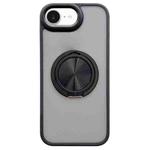 For iPhone 16e Skin-feel Two-color Edge Strips 360 MagSafe Holder Phone Case(Black)