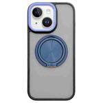 For iPhone 14 Skin-feel Two-color Edge Strips 360 MagSafe Holder Phone Case(Dark Blue)