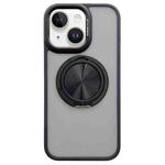 For iPhone 14 Skin-feel Two-color Edge Strips 360 MagSafe Holder Phone Case(Black)