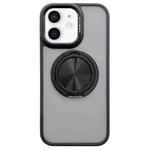For iPhone 12 Skin-feel Two-color Edge Strips 360 MagSafe Holder Phone Case(Black)
