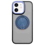 For iPhone 11 Skin-feel Two-color Edge Strips 360 MagSafe Holder Phone Case(Dark Blue)