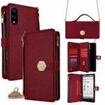 For Sharp Basio Active3 Crossbody Handle Cross Texture Leather Phone Case(Red)