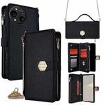 For Sharp Aquos R10 Crossbody Handle Cross Texture Leather Phone Case(Black)
