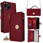 For Sharp Aquos R10 Crossbody Handle Cross Texture Leather Phone Case(Red)