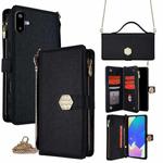 For Samsung Galaxy F06 5G Crossbody Handle Cross Texture Leather Phone Case(Black)