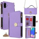 For Samsung Galaxy F06 5G Crossbody Handle Cross Texture Leather Phone Case(Purple)