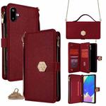 For Samsung Galaxy F06 5G Crossbody Handle Cross Texture Leather Phone Case(Red)