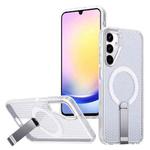 For Samsung Galaxy A25 5G Honeycomb Cooling MagSafe Holder Phone Case(Frosted Transparent)