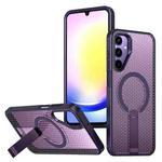 For Samsung Galaxy A25 5G Honeycomb Cooling MagSafe Holder Phone Case(Purple)
