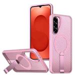 For Samsung Galaxy A26 5G Honeycomb Cooling MagSafe Holder Phone Case(Pink)