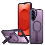 For Samsung Galaxy A26 5G Honeycomb Cooling MagSafe Holder Phone Case(Purple)