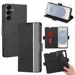For Samsung Galaxy S25 5G Twill Texture Side Button Leather Phone Case(Black)