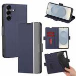 For Samsung Galaxy S25 5G Twill Texture Side Button Leather Phone Case(Blue)