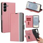 For Samsung Galaxy S25 5G Twill Texture Side Button Leather Phone Case(Pink)