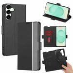 For Samsung Galaxy S25+ 5G Twill Texture Side Button Leather Phone Case(Black)