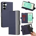 For Samsung Galaxy S25+ 5G Twill Texture Side Button Leather Phone Case(Blue)