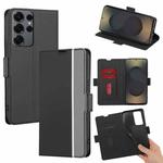 For Samsung Galaxy S25 Ultra 5G Twill Texture Side Button Leather Phone Case(Black)