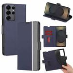 For Samsung Galaxy S25 Ultra 5G Twill Texture Side Button Leather Phone Case(Blue)