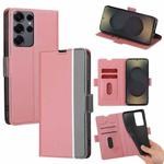 For Samsung Galaxy S25 Ultra 5G Twill Texture Side Button Leather Phone Case(Pink)