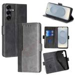 For Samsung Galaxy S25 5G Contrast Color Side Buckle Leather Phone Case(Black + Grey)