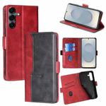 For Samsung Galaxy S25 5G Contrast Color Side Buckle Leather Phone Case(Red + Black)