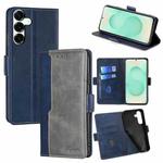 For Samsung Galaxy S25+ 5G Contrast Color Side Buckle Leather Phone Case(Blue + Grey)