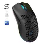 HXSJ T66 3 Modes Wired 2.4G BT5.3 Wireless RGB Rechargeable Mouse(Black)