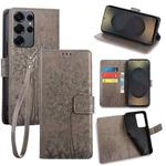 For Samsung Galaxy S25 Ultra 5G Tree & Deer Embossed Leather Phone Case(Grey)