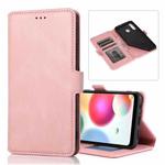 For Samsung Galaxy A21 Retro Magnetic Closing Clasp Horizontal Flip Leather Case with Holder & Card Slots & Photo Frame & Wallet(Rose Gold)