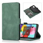 For Samsung Galaxy A51 Retro Magnetic Closing Clasp Horizontal Flip Leather Case with Holder & Card Slots & Photo Frame & Wallet(Dark Green)