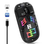 HXSJ T200 Dual Modes 2.4G BT5.0 Transparent RGB Wireless Mouse(Black)