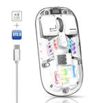 HXSJ T200 Dual Modes 2.4G BT5.0 Transparent RGB Wireless Mouse(White)