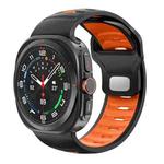 For Samsung Galaxy Watch Ultra 47mm Striped Two Color Silicone Watch Band(Black Orange)