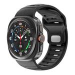 For Samsung Galaxy Watch Ultra 47mm Striped Two Color Silicone Watch Band(Black)