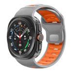 For Samsung Galaxy Watch Ultra 47mm Striped Two Color Silicone Watch Band(Grey Orange)