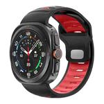 For Samsung Galaxy Watch Ultra 47mm Striped Two Color Silicone Watch Band(Black Red)