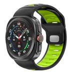 For Samsung Galaxy Watch Ultra 47mm Striped Two Color Silicone Watch Band(Black Green)