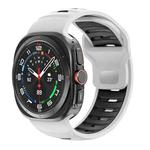 For Samsung Galaxy Watch Ultra 47mm Striped Two Color Silicone Watch Band(White Black)