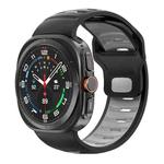 For Samsung Galaxy Watch Ultra 47mm Striped Two Color Silicone Watch Band(Black Grey)